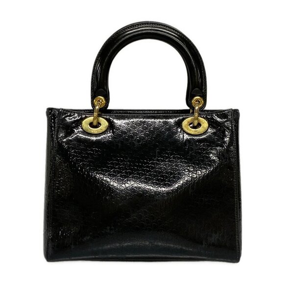 Auth DIOR/ChristianDior Lady Dior Medium Bag Black Patent Leather Handbag - Picture 2 of 15